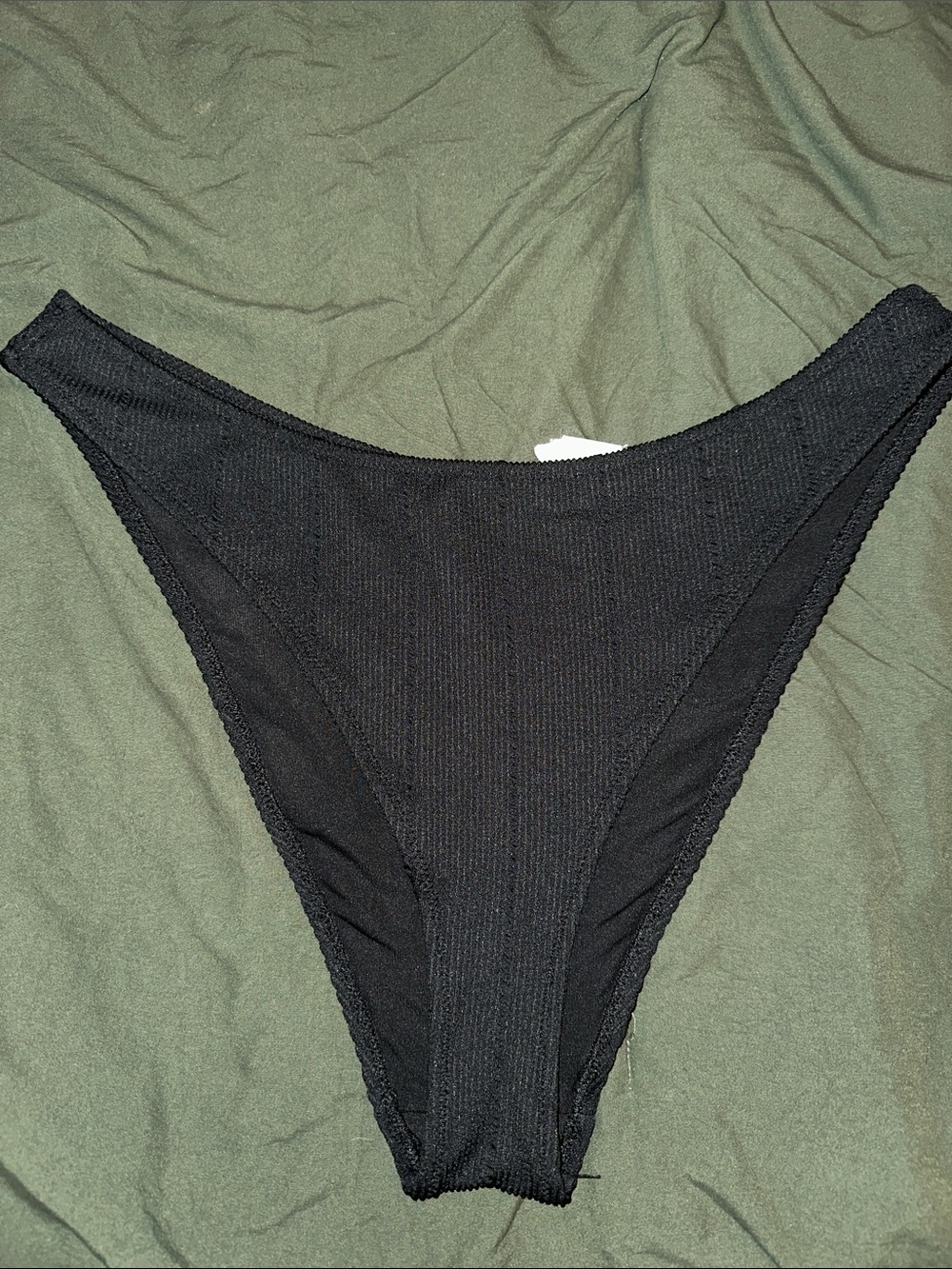 aerie Black Ribbed High-Leg Bikini Bottom